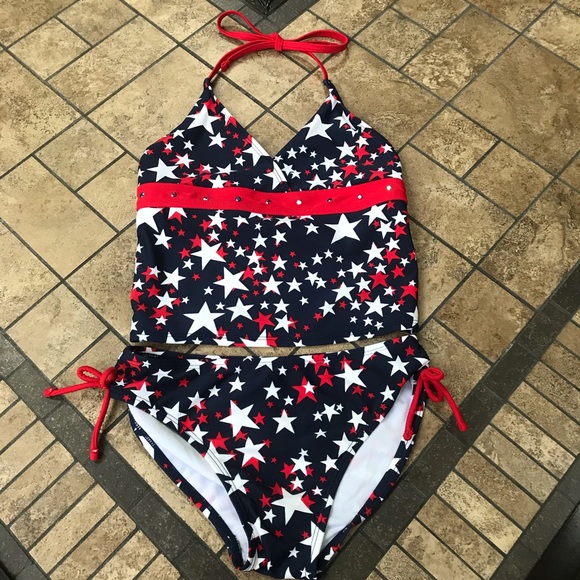 SO Other - So 2 Piece Tankini Red, White, Blue with Stars!